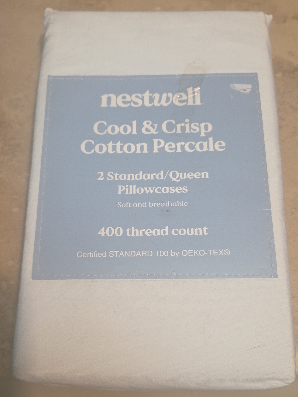 Nestwell Cool & Crisp Cotton Percale Pillowcases - White (2 Pack)